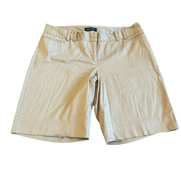 Lane Bryant Khaki Bermuda Shorts Flat Front Casual Cotton Size 16 Women's - Picture 1 of 9